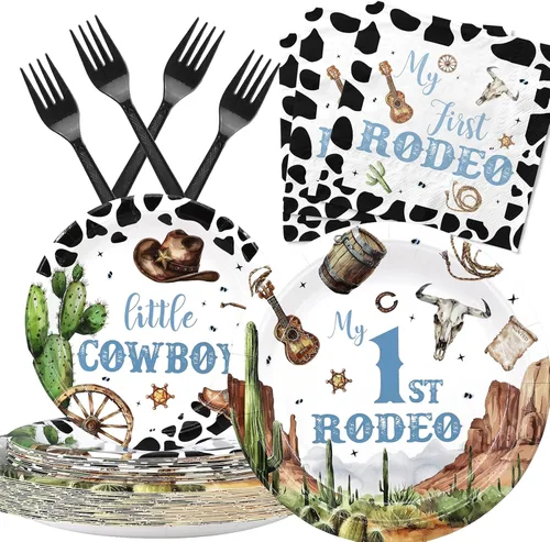 Miniatura 15 de Here Comes the Son - Suministros para baby shower para 20 invitados – Platos boho Sun y Rainbow Platos, servilletas y tenedores – Juego de vajilla