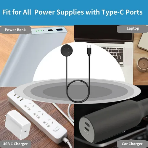 Miniatura 5 de Paquete de 2 cables de carga USB C para Google Pixel Watch 2/3 y Fitbit Sense/Versa 3/4 (3.3 pies, 4 pines), no para Pixel Watch 1