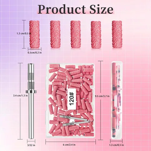 Miniatura 3 de [Actualización] Mini bandas de lijado de 0.122 in para taladro de uñas, grano 120, 100 bandas pequeñas para uñas acrílicas, manicura de gel