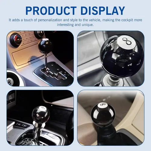 Miniatura 6 de Mango de palanca de cambios para automóvil, bola de billar de 2.16 pulgadas, perilla de palanca de cambios manual en forma de 8 con adaptadores