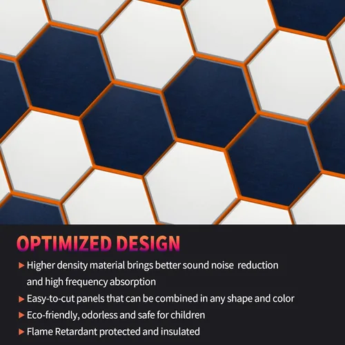 Miniatura 4 de Mollywell Paneles Acústicos Hexagonales, Alta Densidad, Insonorización, Azulejos Decorativos de Fieltro para Reducción de Ruido de Pared