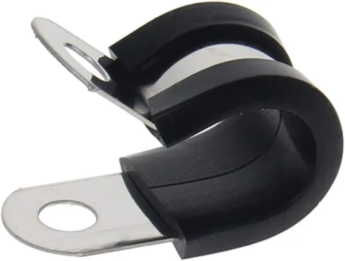 Miniatura 47 de MroMax Abrazadera de cable de 0.236 in de diámetro EDPM Abrazadera aislada acolchada de goma 304 Abrazadera de tubería de acero inoxidable 0.24 "R