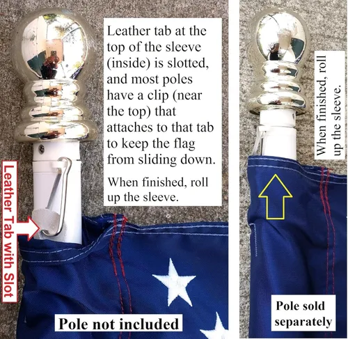 Miniatura 7 de US Flag Factory - Bandera estadounidense de 2 x 3 pies (manga de poste) (estrellas bordadas, rayas cosidas) nailon SolarMax para exteriores