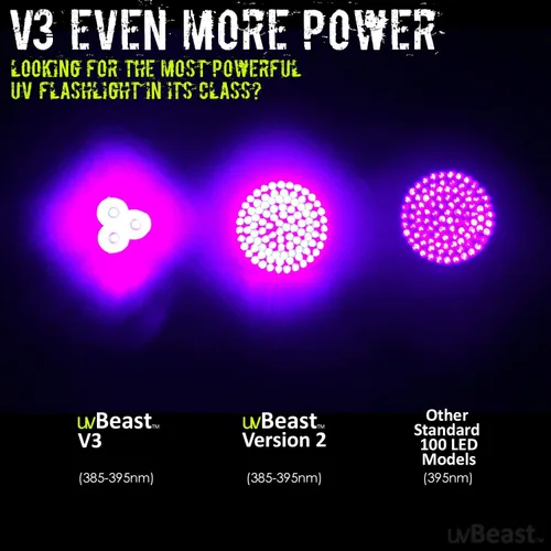 Miniatura 4 de uvBeast V3 385-395nm Linterna UV de luz negra - LEDs de banda ancha triple mejorados de alta potencia, mejores para uso profesional/comercial