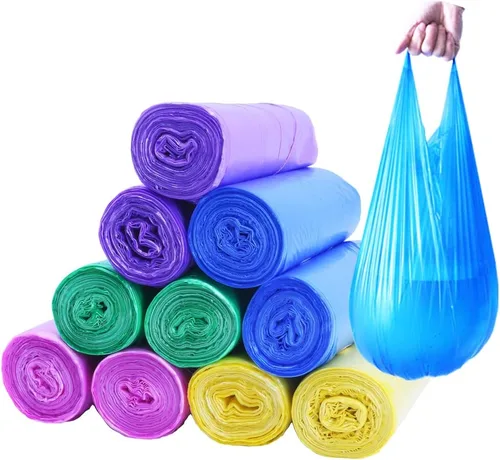 200 bolsas de basura de 4 galones, pequeñas bolsas de basura coloridas con asa para el hogar, oficina, baño, papelera Colorido