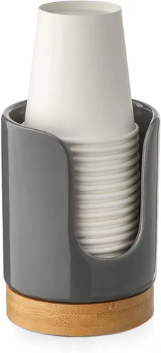 Dispensador de Vasos de Baño de Cerámica - Soporte para Vasos Desechables de Papel y Plástico de 3 oz - Dispensador de Vasos para Enjuague Bucal