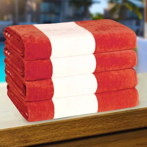 Miniatura 52 de Superior Juego de toallas de playa de algodón de gran tamaño de 4 piezas, toallas absorbentes para baño, playa, piscina, natación, adultos, niños