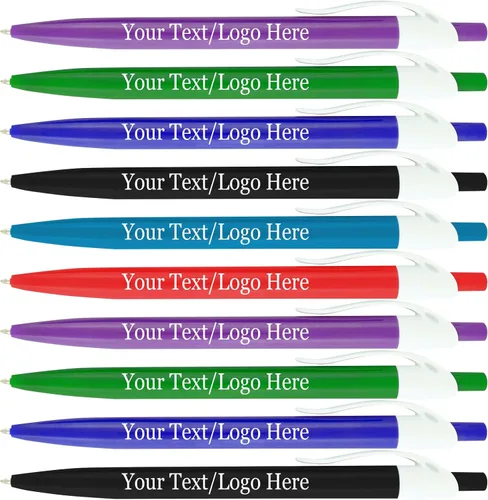Miniatura 11 de SyPen Bolígrafos personalizados con tu logotipo o texto personalizado, paquete de 500 unidades a granel para negocios, fiestas y eventos, bolígrafos
