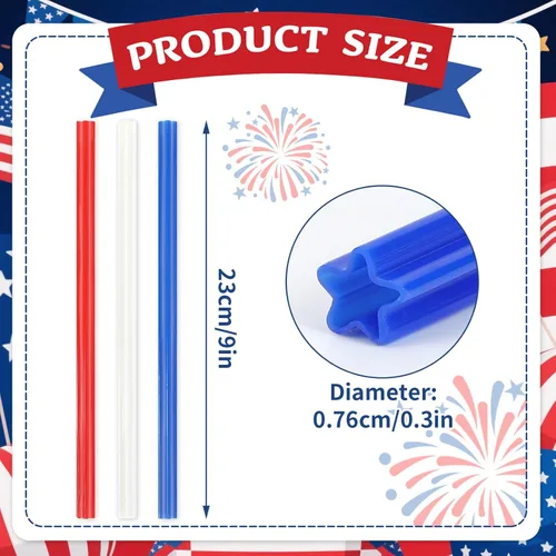 Miniatura 2 de JANYUN 30 Pieces Patriotic Plastic Straws, Red White Blue Star Straws 4th of July Drinking Straws for Beverage Milkshake Cocktail Memorial Day