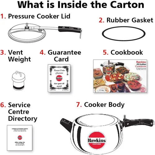 Miniatura 5 de Hawkins Olla a presión Contura de 5 litros, cocina de tapa interior Handi, plata (HC50), aluminio