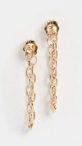 Miniatura 4 de Aretes pequeños de cadena ovalada cuadrada de 14 quilates para mujer, Metal, No aplicable