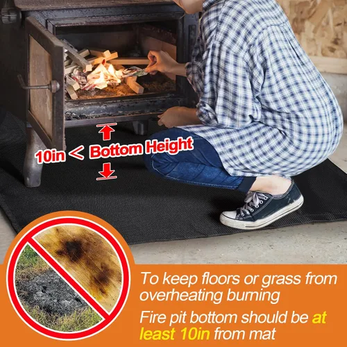 Miniatura 3 de Tapete para hoguera, 37.8 x 39.4 pulgadas, manta ignífuga para debajo de la hoguera, compatible con Solo Stove, alfombra resistente al calor