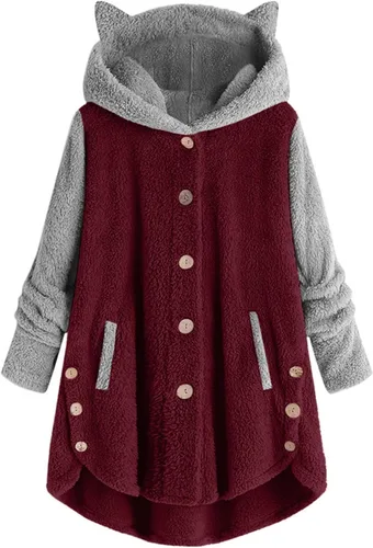 Women's Sweaters Cute Cat Ear Hooded Sweatshirts Loose Fit Plus Size Sweater Fashion Plush Long Sleeve Pullover Tops