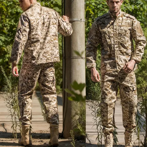 Miniatura 2 de Militar táctico para hombre caza combate BDU uniforme traje camisa y pantalones con cinturón MC