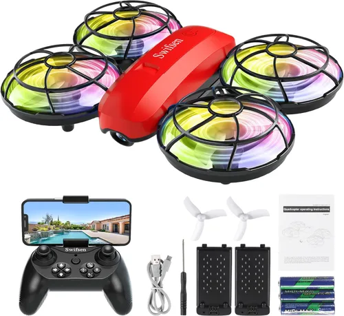 Swifsen dron con cámara para niños y principiantes, juguete de regalo de cumpleaños para niños y niñas, cuadricóptero interior para niños, pequeño