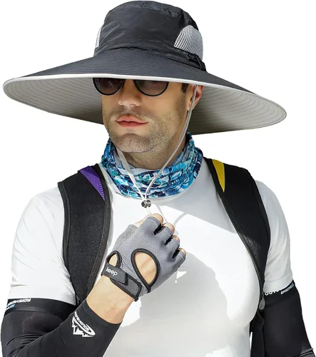 Miniatura 14 de Leotruny Sombreros de ala ancha para hombre UPF50+ sombrero impermeable transpirable para pesca, senderismo, camping