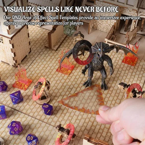 Miniatura 2 de CZYY - Plantillas de área de efecto de hechizos DND - Juego de 28 marcadores para hechizos AOE, plantillas de efectos de hechizos borrables de PVC