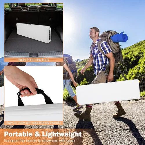 Miniatura 8 de Goplus Banco plegable de plástico de 6 pies, asiento plegable portátil con capacidad de 550 libras para interiores y exteriores, picnic, fiesta