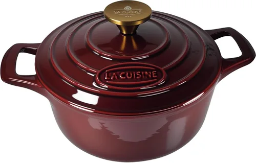 La Cuisine - Olla de hierro fundido esmaltado para horno holandés con tapa, 2.1 cuartos de galón de 7.9 pulgadas/20cm de diámetro. Revestimiento