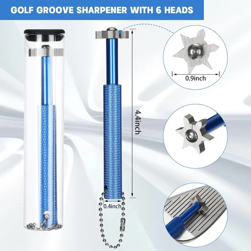 Miniatura 4 de Kit de limpieza de golf de 5 piezas, toalla de golf, cepillo retráctil para palos de golf, sacapuntas de ranura para ranuras U y V, herramienta