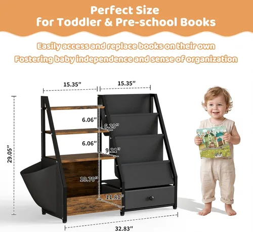 Miniatura 2 de HAVLOTII Estantería para niños y almacenamiento de juguetes, estante para libros para habitaciones de niños, estantería para bebés para guardería