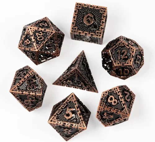 Miniatura 7 de UDIXI Juego de dados de metal de 7 troqueles, juego de dados poliédricos DND para juegos de rol y otros juegos de mesa (cobre antiguo)
