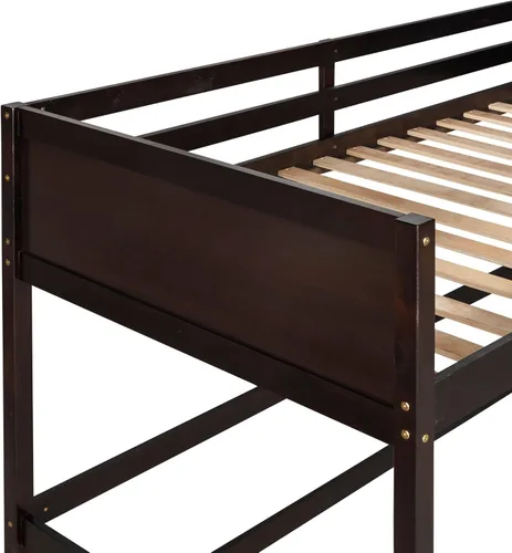 Miniatura 6 de Twin Size Solid Wood Loft Bed with Full-Length Safety Guardrails and Slanted Ladder,Modern Loft Bed Frame with Sturdy Slat Support and Under-Bed