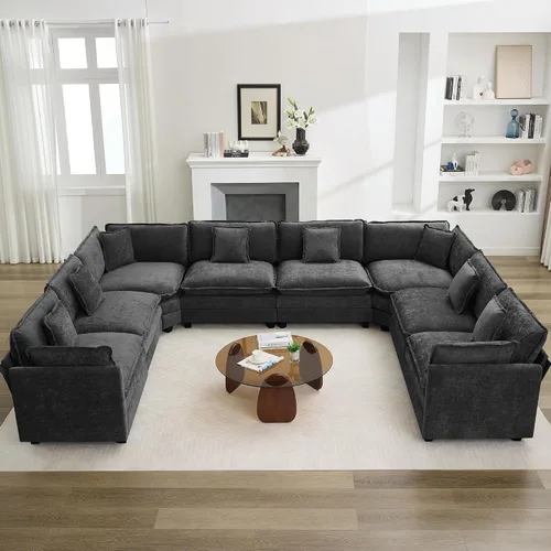 Miniatura 99 de Otomán de Sofá Moderno de Chenille Nube de 35'', Otomán Rectangular para Sofá Seccional Modular, Beige