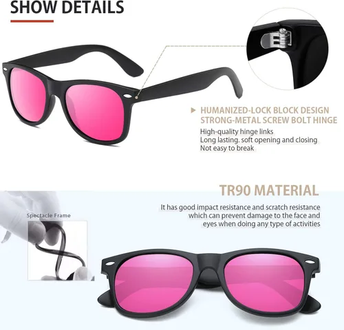 Miniatura 49 de FEIDUSUN Lentes de sol polarizados para hombre y mujer, lentes de sol retro negros para conducir, pescar, protección UV