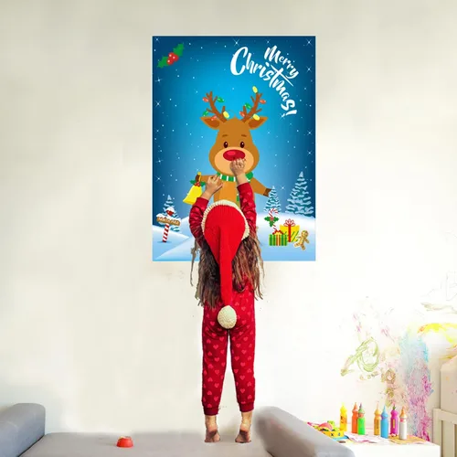 Miniatura 5 de Funnlot Juegos de fiesta de Navidad para niños Pin The Nose On The Deer Juegos de Navidad para fiestas de Navidad para familias Pin The Nose On The