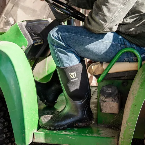 Miniatura 6 de TIDEWE Botas de goma para hombres, multitemporada, botas de lluvia impermeables con vástago de acero, botas de neopreno de 0.236 pulgadas