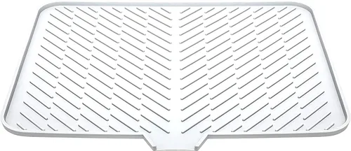 Miniatura 11 de Luxet Alfombrilla de silicona para secar platos con borde de drenaje integrado, almohadilla de secado higiénica, bandeja resistente compacta y fácil