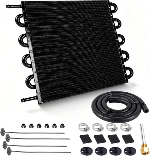 Miniatura 10 de Enfriador de aceite de transmisión de 6 filas, kit enfriador de aceite de motor remoto universal de aluminio de 6 pasos de 5/16", radiador con kit