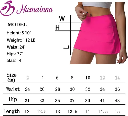 Miniatura 5 de Husnainna Falda pantalón plisada de cintura alta con bolsillos para tenis y golf para mujer, pantalones cortos incorporados para el entrenamiento