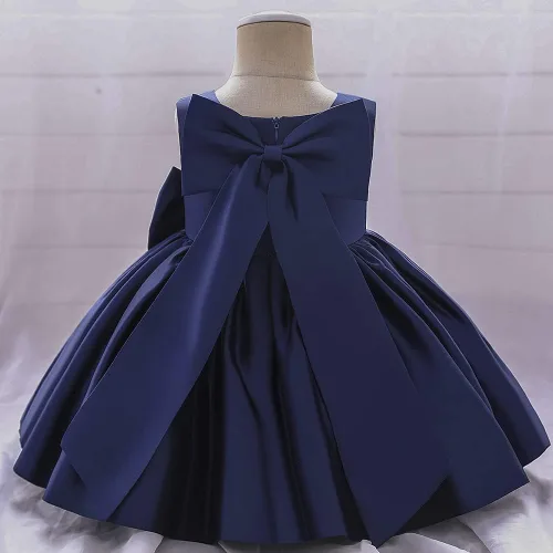 Miniatura 3 de 6M-8T - Vestido de fiesta de tutú para bebé, con lazo grande, para concurso de cumpleaños, para bautizo