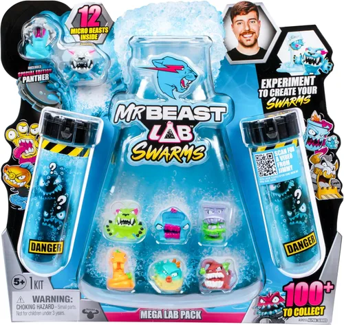 Miniatura 9 de MrBeast Lab Paquete de laboratorio Swarms, experimenta añadiendo agua, agitando tubo de ensayo y revelando 5 unidades de personajes coleccionables