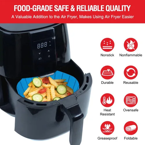 Miniatura 3 de Forros de silicona para freidora de aire para freidoras pequeñas de aire de 2 a 3 QT, olla de cesta y tazón de silicona reutilizable antiadherente