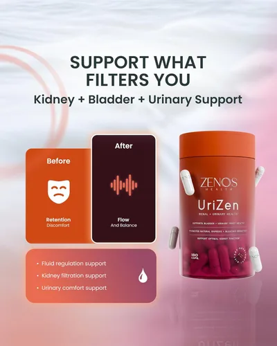 Miniatura 3 de Zenos Health UriZen Suplemento de apoyo renal, salud del tracto urinario para mujeres, disolvente de cálculos renales y rompepiedras, suplementos