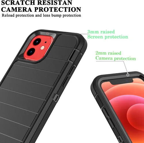 Miniatura 4 de YmhxcY Funda para iPhone 12/iPhone 12 Pro [2 Protectores de Pantalla de Vidrio Templado] Cubierta Duradera de 3 Capas A Prueba de Caídas/Funda
