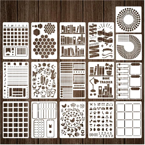 16 plantillas de diario para suministros de diarios con puntos, plantillas de Happy Planner para manualidades, plantillas de dibujo para diarios,