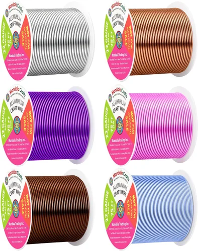 Miniatura 362 de Mandala Crafts - Alambre de aluminio anodizado de 8 calibre para hacer joyas - 9.75 m de alambre flexible negro colorido - Flexible para bonsái