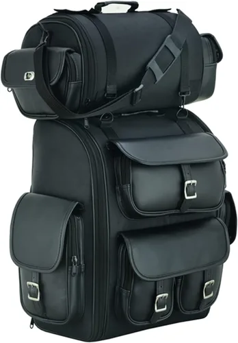 Daniel Smart Bolsa para Sissy Bar de Motociclista con Múltiples Bolsillos - Incluye Cubierta Protectora contra la Lluvia para Todo Clima - Bolsa de