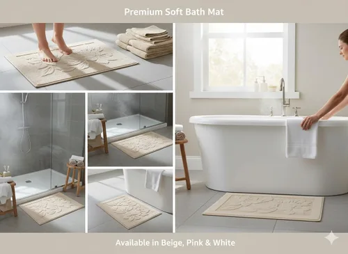 Miniatura 8 de Tapete de baño – Tapete de baño – Tapetes de ducha lavables – Toallas para el suelo del fregadero, tapetes de baño 100% algodón turco (1, gris)