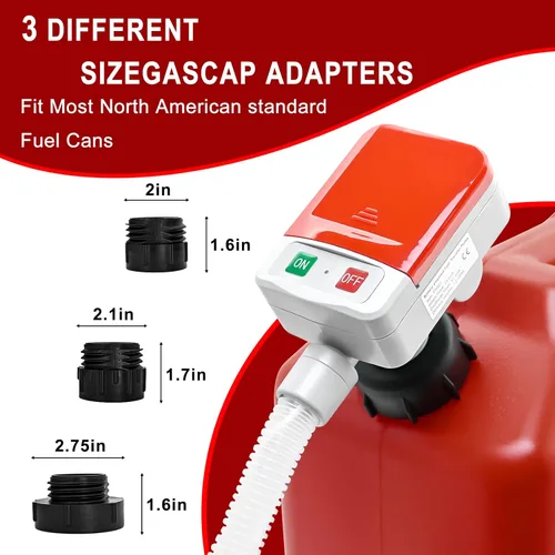 Miniatura 4 de Bomba automática de lata de gas operada con pilas, sensor de parada automática: 3.2 GPM, manguera extra larga de 51 pulgadas, bomba de transferencia