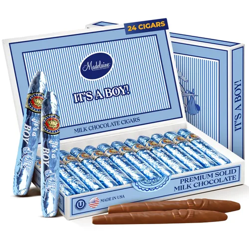Miniatura 11 de Madelaine - Cigarros de chocolate con leche de alta calidad, caja de regalo para baby shower, envueltos individualmente en papel de aluminio