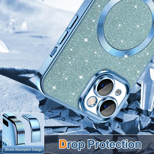 Miniatura 179 de Hython Funda para iPhone 14 Pro Max con purpurina, fundas magnéticas transparentes para teléfono con protector de lente de cámara