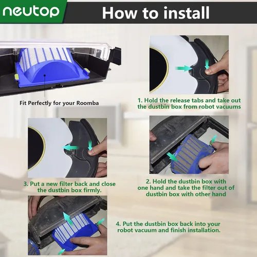 Miniatura 7 de Filtros de repuesto compatibles con iRobot Roomba 675 677 670 665 655 645 614 694 692, solo 6 unidades.