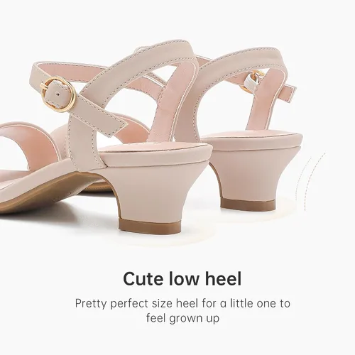 Miniatura 6 de LAURMOSA Sandalias para niñas, zapatos de vestir para fiesta de boda, puntera abierta, tacones altos con purpurina para niños pequeños y grandes
