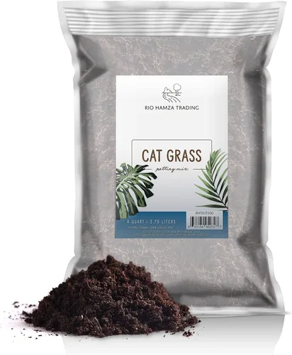 Suelo de cultivo de hierba para gatos (4 cuartos de galón), tierra para comenzar y cultivar hierba para gatos, fibra de coco suelta para cultivar
