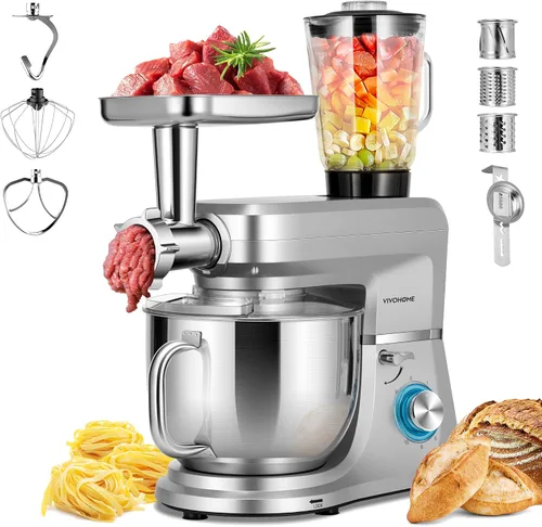 Miniatura 14 de VIVOHOME Mezclador de pie multifuncional 9 en 1 con fermentación, mezclador eléctrico de cocina de 6 velocidades y 7 cuartos con temporizador, Rojo